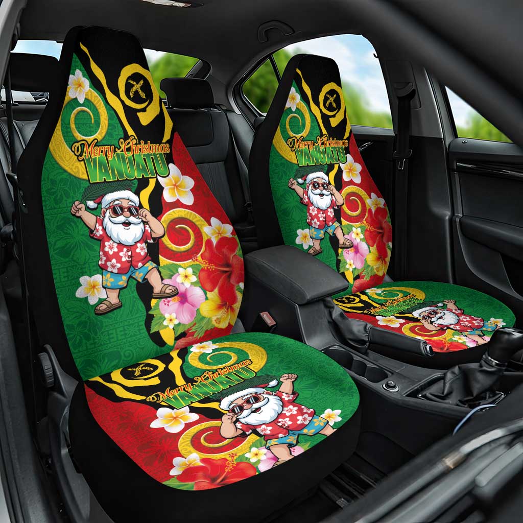 Vanuatu Christmas Car Seat Cover Funny Santa with Namele and Boar Tusk Tribal LT03 One Size Green - Polynesian Pride