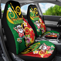 Vanuatu Christmas Car Seat Cover Funny Santa with Namele and Boar Tusk Tribal LT03 - Polynesian Pride