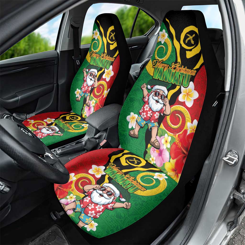 Vanuatu Christmas Car Seat Cover Funny Santa with Namele and Boar Tusk Tribal LT03 - Polynesian Pride