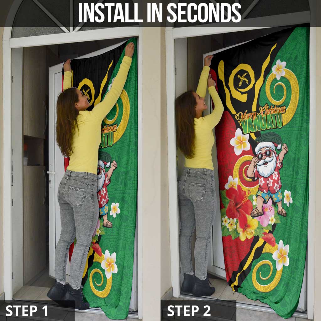 Vanuatu Christmas Door Cover Funny Santa with Namele and Boar Tusk Tribal LT03 - Polynesian Pride