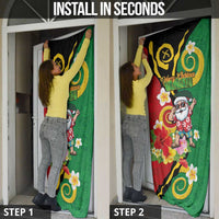 Vanuatu Christmas Door Cover Funny Santa with Namele and Boar Tusk Tribal LT03 - Polynesian Pride