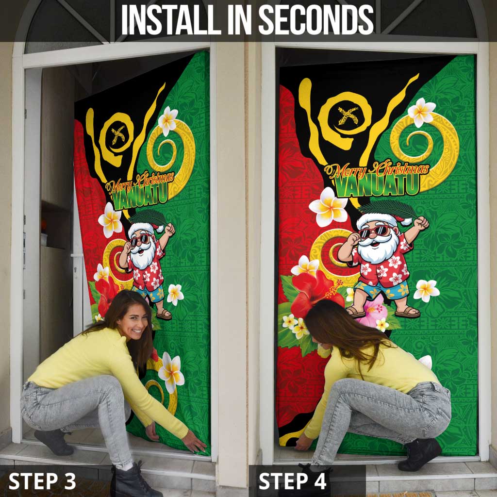 Vanuatu Christmas Door Cover Funny Santa with Namele and Boar Tusk Tribal LT03 - Polynesian Pride