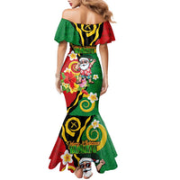 Vanuatu Christmas Family Matching Mermaid Dress and Hawaiian Shirt Funny Santa with Namele and Boar Tusk Tribal LT03 - Polynesian Pride