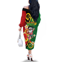 Vanuatu Christmas Family Matching Off The Shoulder Long Sleeve Dress and Hawaiian Shirt Funny Santa with Namele and Boar Tusk Tribal LT03 - Polynesian Pride