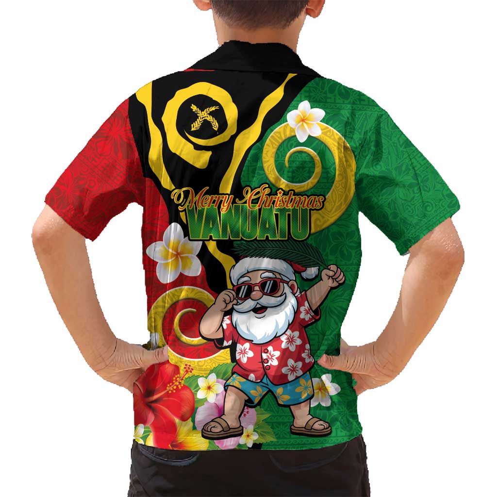 Vanuatu Christmas Family Matching Off Shoulder Maxi Dress and Hawaiian Shirt Funny Santa with Namele and Boar Tusk Tribal LT03 - Polynesian Pride