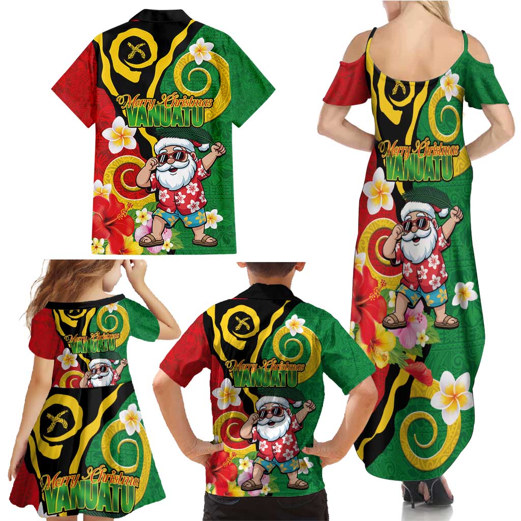 Vanuatu Christmas Family Matching Summer Maxi Dress and Hawaiian Shirt Funny Santa with Namele and Boar Tusk Tribal LT03 - Polynesian Pride