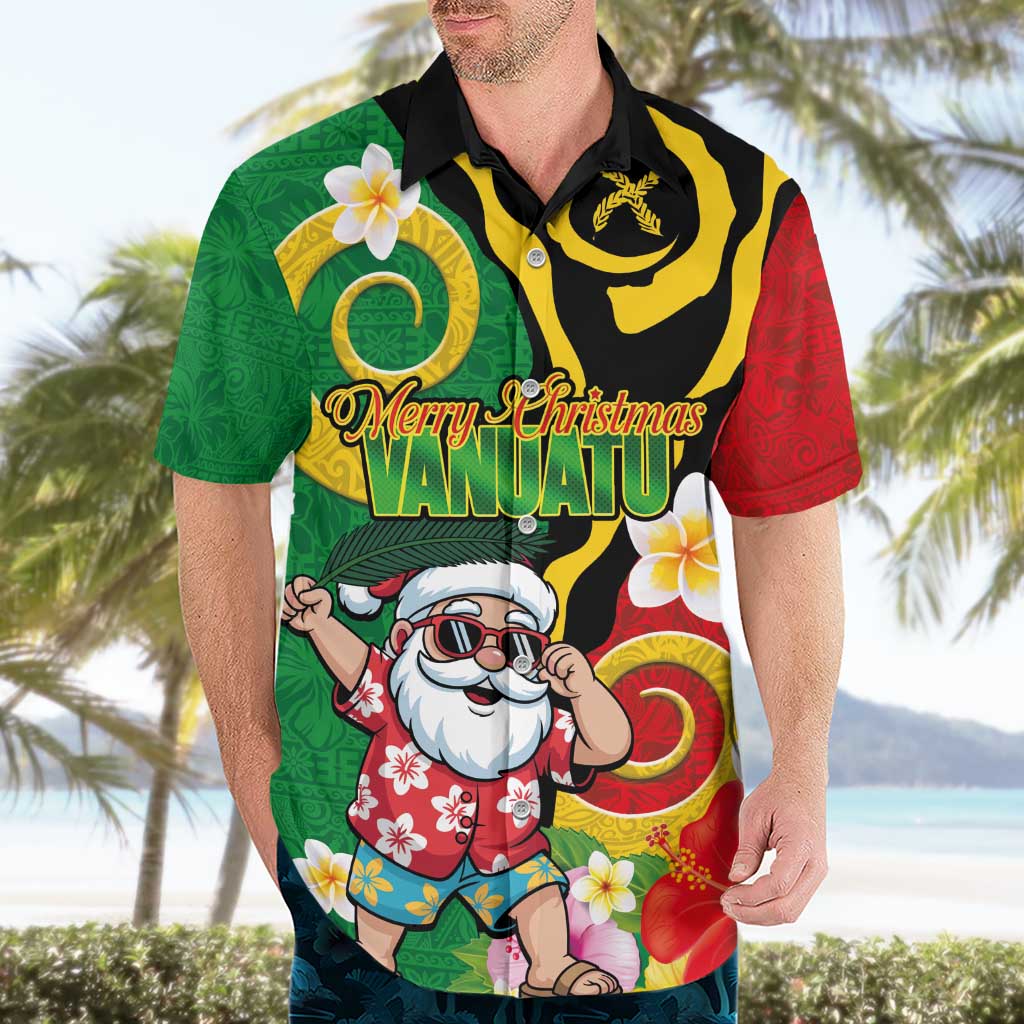 Vanuatu Christmas Hawaiian Shirt Funny Santa with Namele and Boar Tusk Tribal LT03 - Polynesian Pride