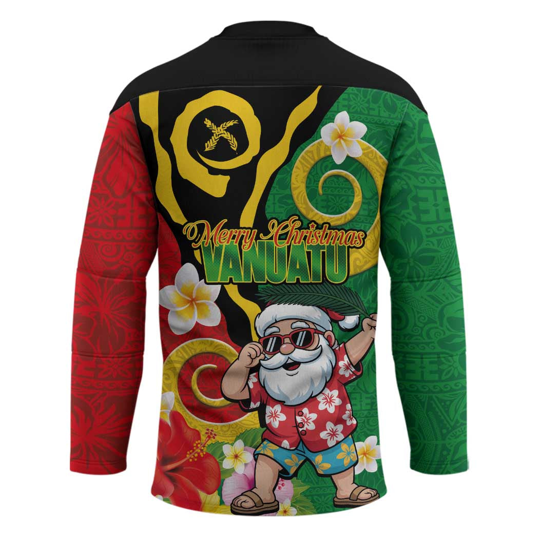 Vanuatu Christmas Hockey Jersey Funny Santa with Namele and Boar Tusk Tribal LT03 - Polynesian Pride
