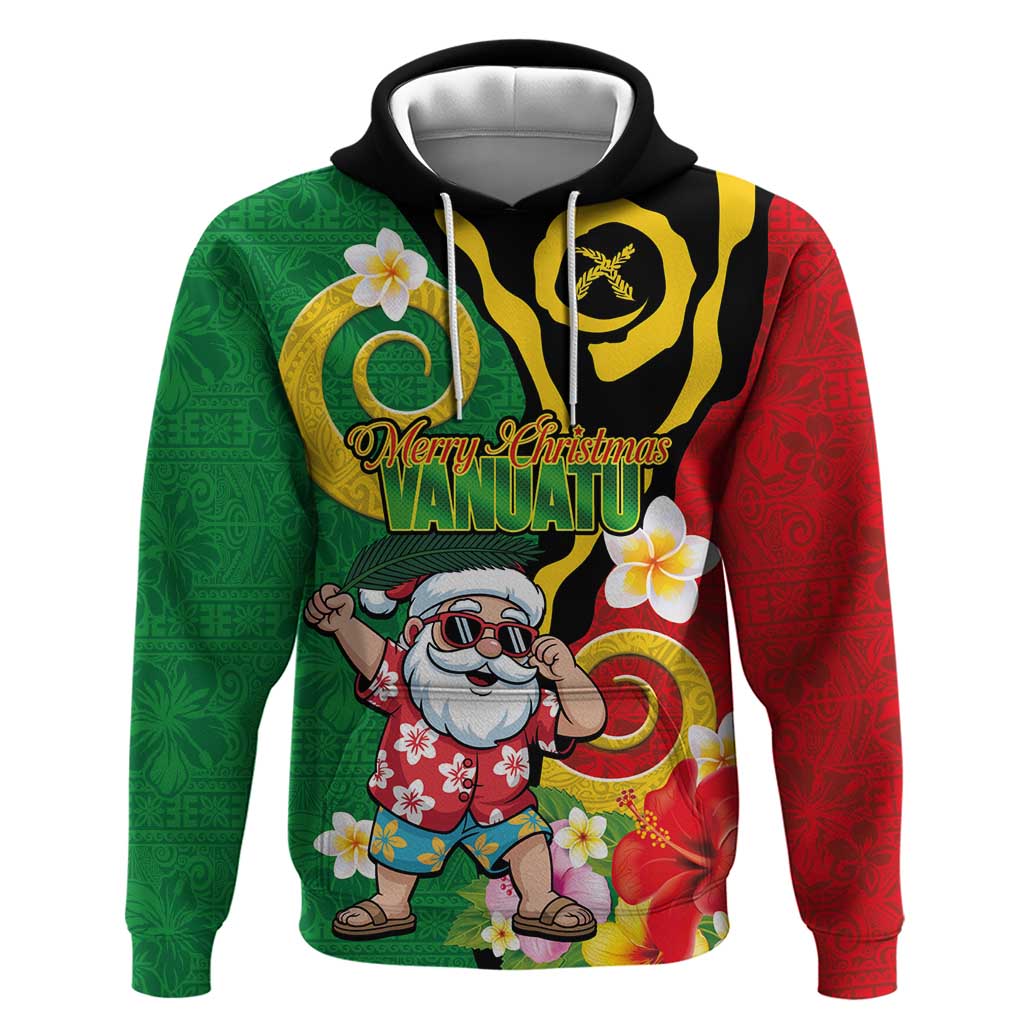 Vanuatu Christmas Hoodie Funny Santa with Namele and Boar Tusk Tribal LT03 Pullover Hoodie Green - Polynesian Pride
