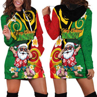 Vanuatu Christmas Hoodie Dress Funny Santa with Namele and Boar Tusk Tribal LT03 - Polynesian Pride