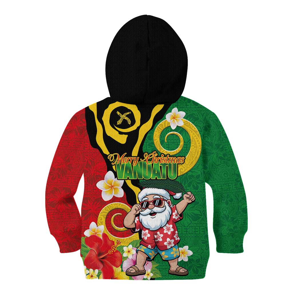 Vanuatu Christmas Kid Hoodie Funny Santa with Namele and Boar Tusk Tribal LT03 - Polynesian Pride