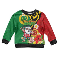 Vanuatu Christmas Kid Ugly Christmas Sweater Funny Santa with Namele and Boar Tusk Tribal LT03 Kid Green - Polynesian Pride