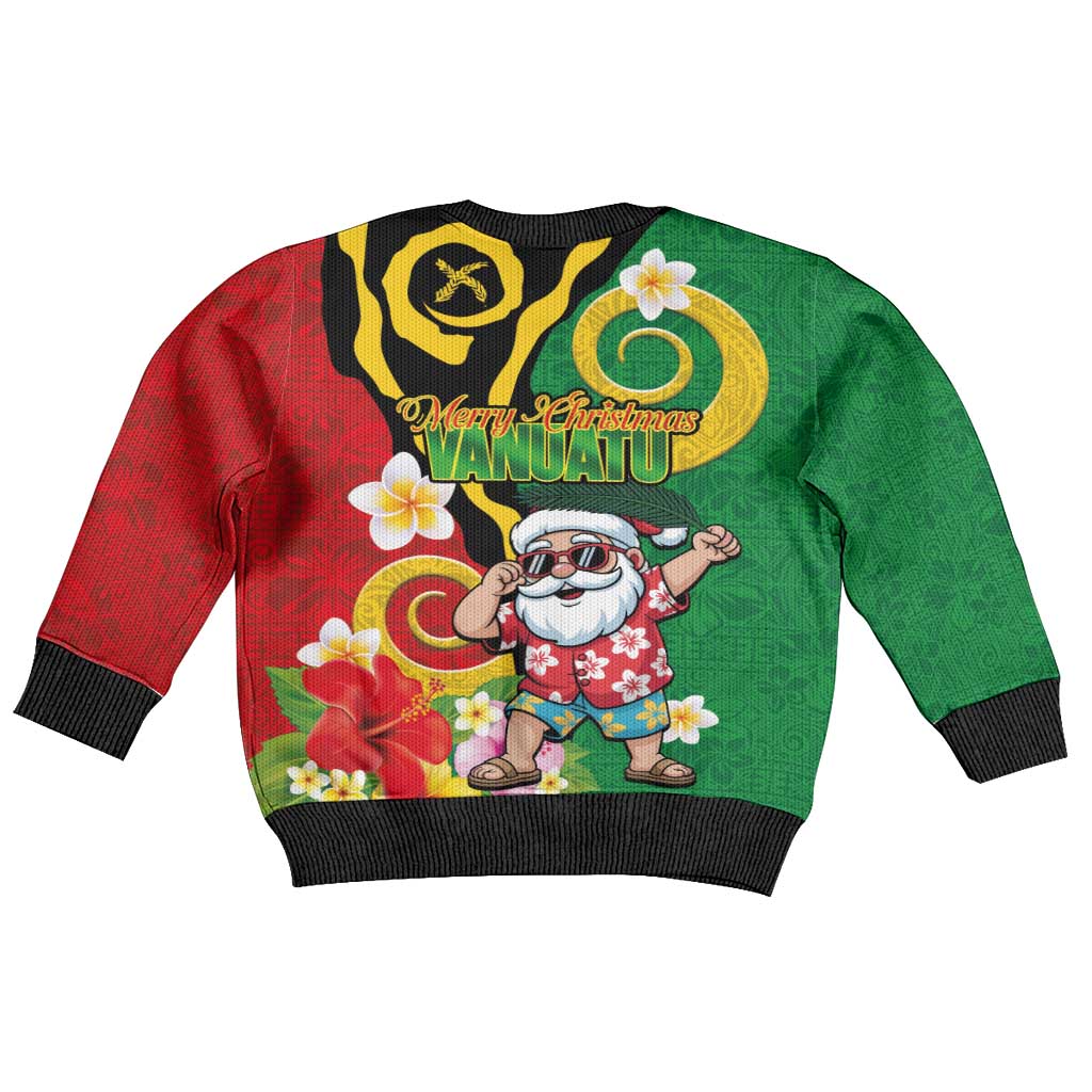 Vanuatu Christmas Kid Ugly Christmas Sweater Funny Santa with Namele and Boar Tusk Tribal LT03 - Polynesian Pride