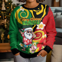 Vanuatu Christmas Kid Ugly Christmas Sweater Funny Santa with Namele and Boar Tusk Tribal LT03 - Polynesian Pride