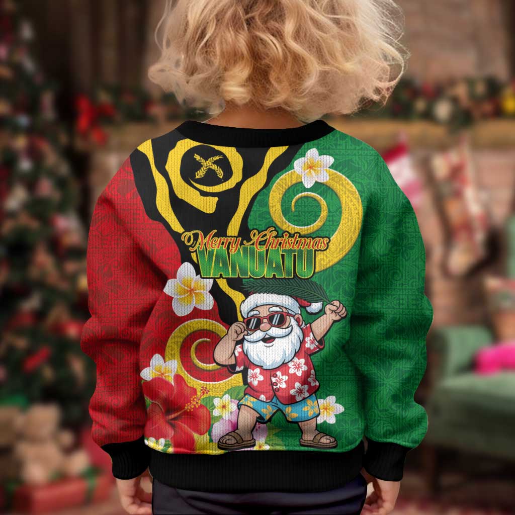 Vanuatu Christmas Kid Ugly Christmas Sweater Funny Santa with Namele and Boar Tusk Tribal LT03 - Polynesian Pride