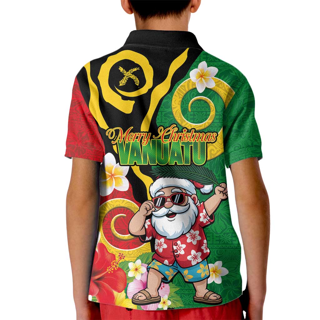 Vanuatu Christmas Kid Polo Shirt Funny Santa with Namele and Boar Tusk Tribal LT03 - Polynesian Pride