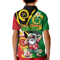 Vanuatu Christmas Kid Polo Shirt Funny Santa with Namele and Boar Tusk Tribal LT03 - Polynesian Pride