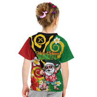 Vanuatu Christmas Kid T Shirt Funny Santa with Namele and Boar Tusk Tribal LT03 - Polynesian Pride