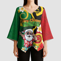 Vanuatu Christmas Kimono Sleeve Blouse Funny Santa with Namele and Boar Tusk Tribal LT03 - Polynesian Pride