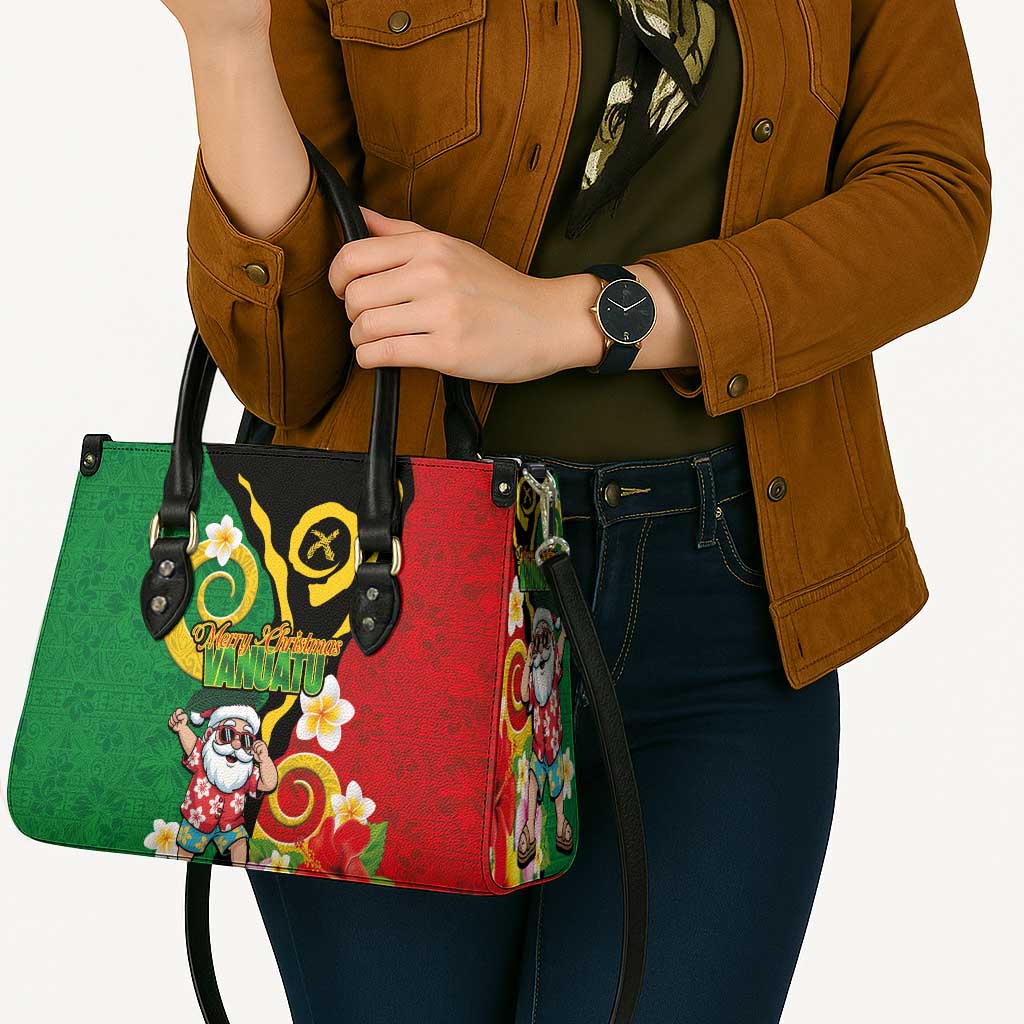 Vanuatu Christmas Leather Bag Funny Santa with Namele and Boar Tusk Tribal - Polynesian Pride