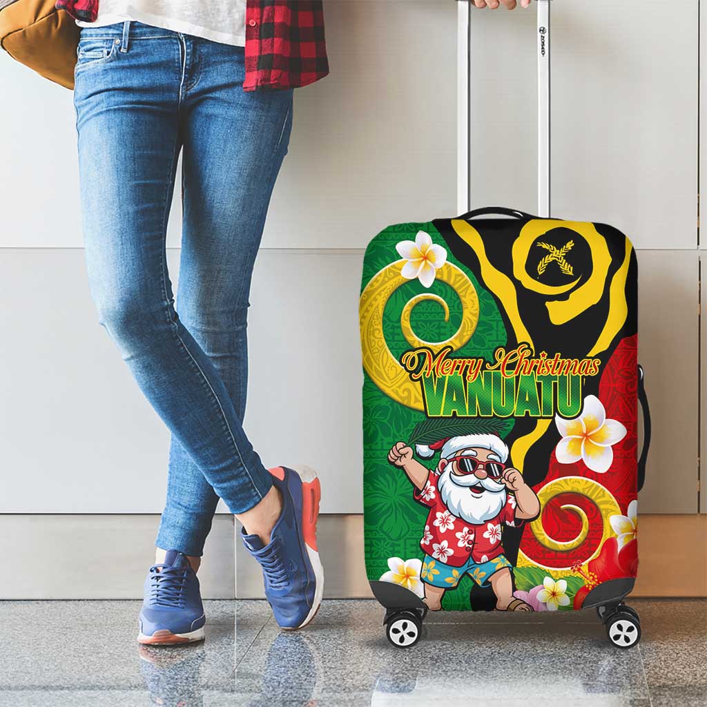 Vanuatu Christmas Luggage Cover Funny Santa with Namele and Boar Tusk Tribal LT03 - Polynesian Pride