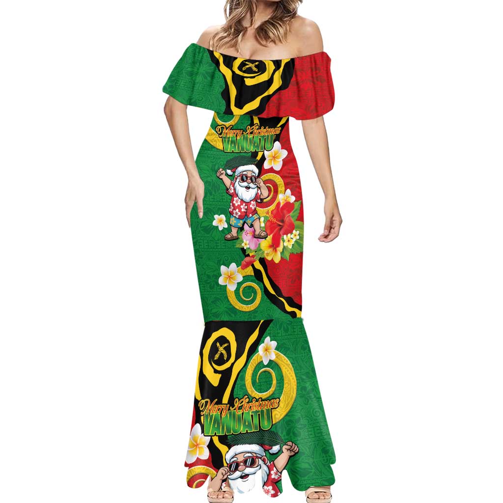 Vanuatu Christmas Mermaid Dress Funny Santa with Namele and Boar Tusk Tribal LT03 - Polynesian Pride