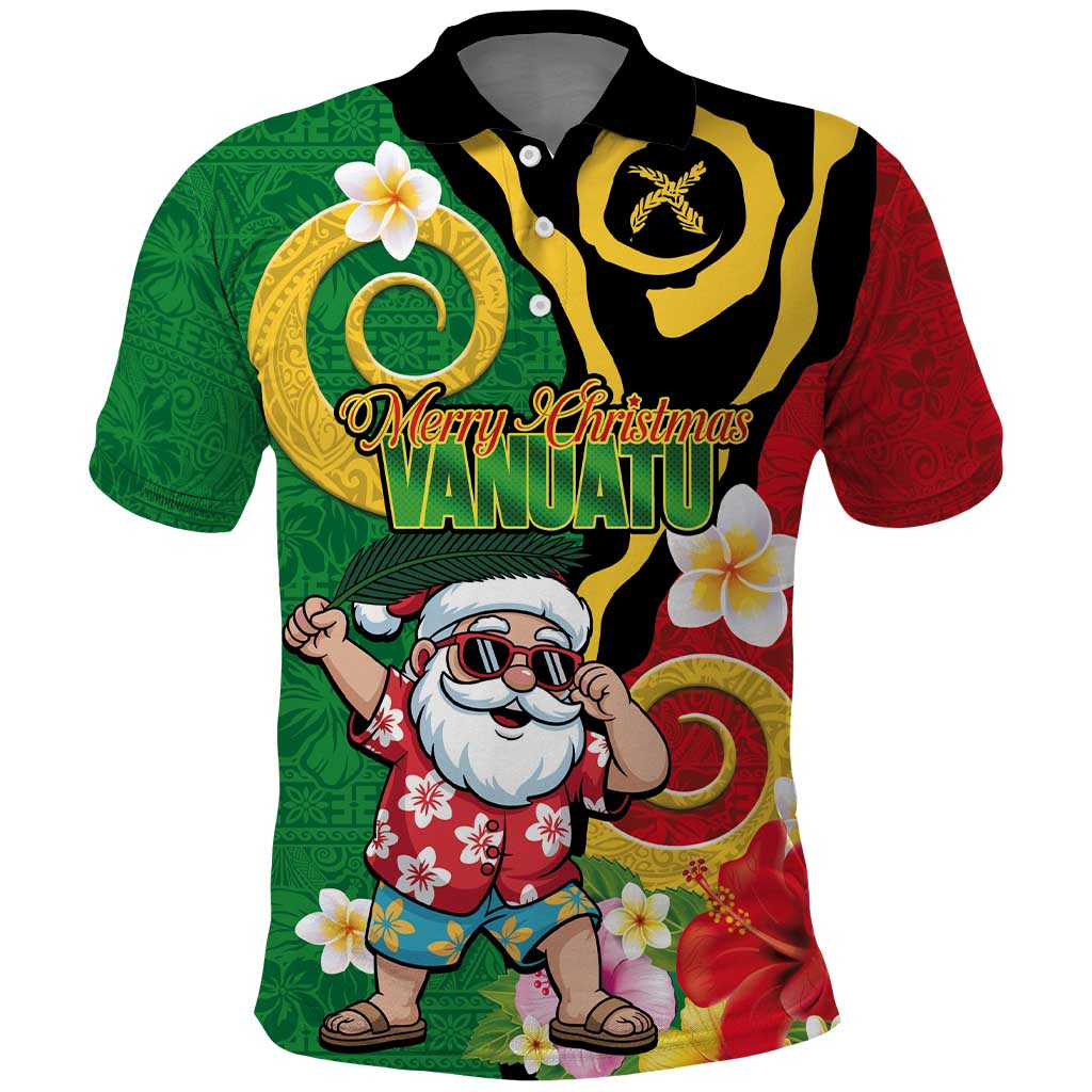 Vanuatu Christmas Polo Shirt Funny Santa with Namele and Boar Tusk Tribal LT03 Green - Polynesian Pride
