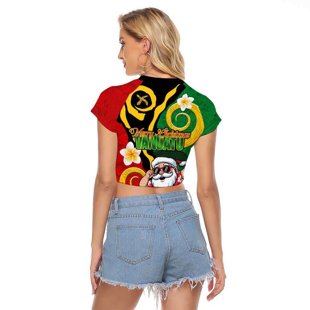 Vanuatu Christmas Raglan Cropped T Shirt Funny Santa with Namele and Boar Tusk Tribal LT03 - Polynesian Pride