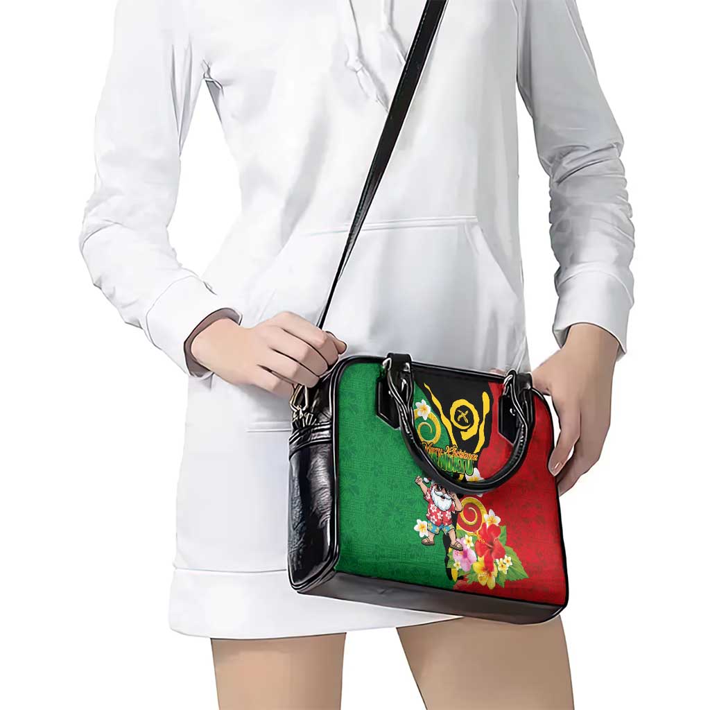 Vanuatu Christmas Shoulder Handbag Funny Santa with Namele and Boar Tusk Tribal - Polynesian Pride