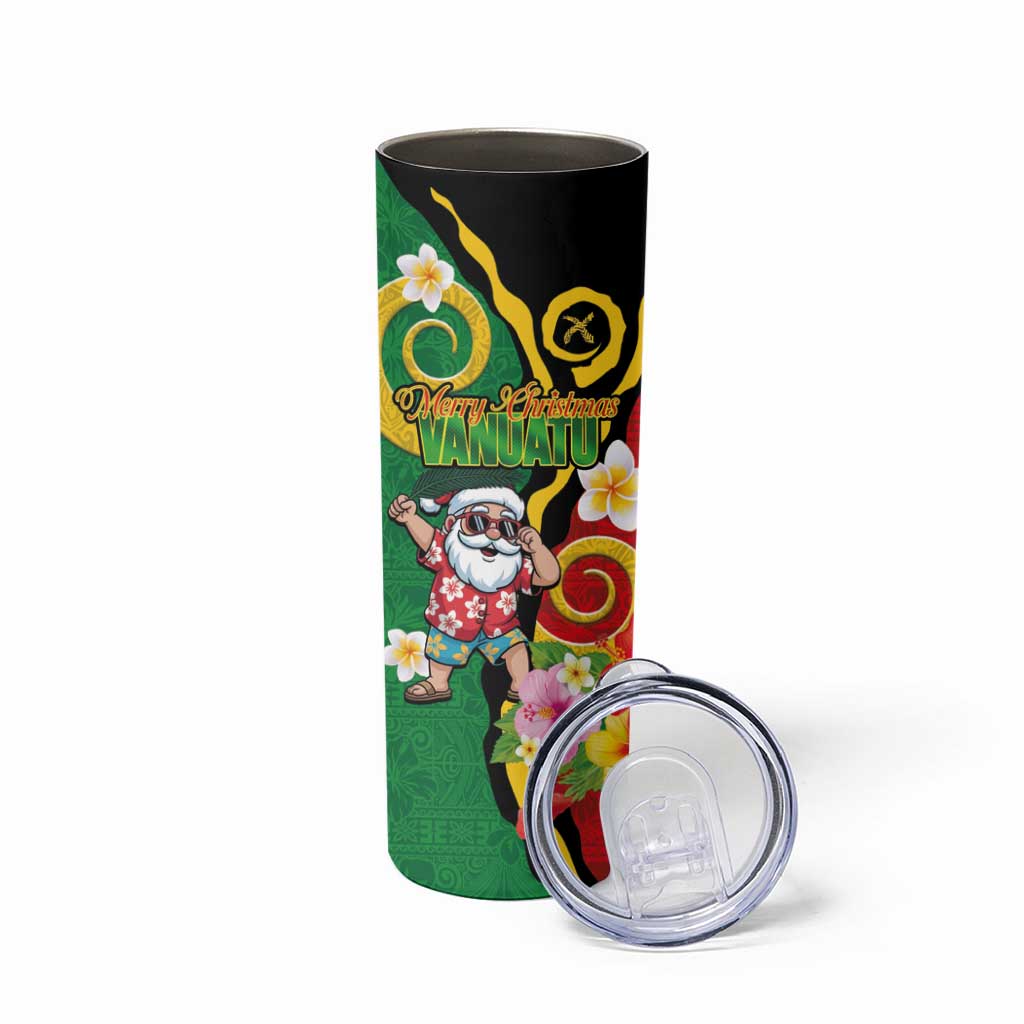 Vanuatu Christmas Skinny Tumbler Funny Santa with Namele and Boar Tusk Tribal LT03 - Polynesian Pride