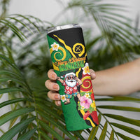 Vanuatu Christmas Skinny Tumbler Funny Santa with Namele and Boar Tusk Tribal LT03 - Polynesian Pride