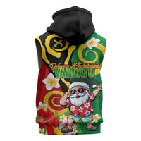 Vanuatu Christmas Sleeveless Zip Hoodie Funny Santa with Namele and Boar Tusk Tribal LT03 - Polynesian Pride