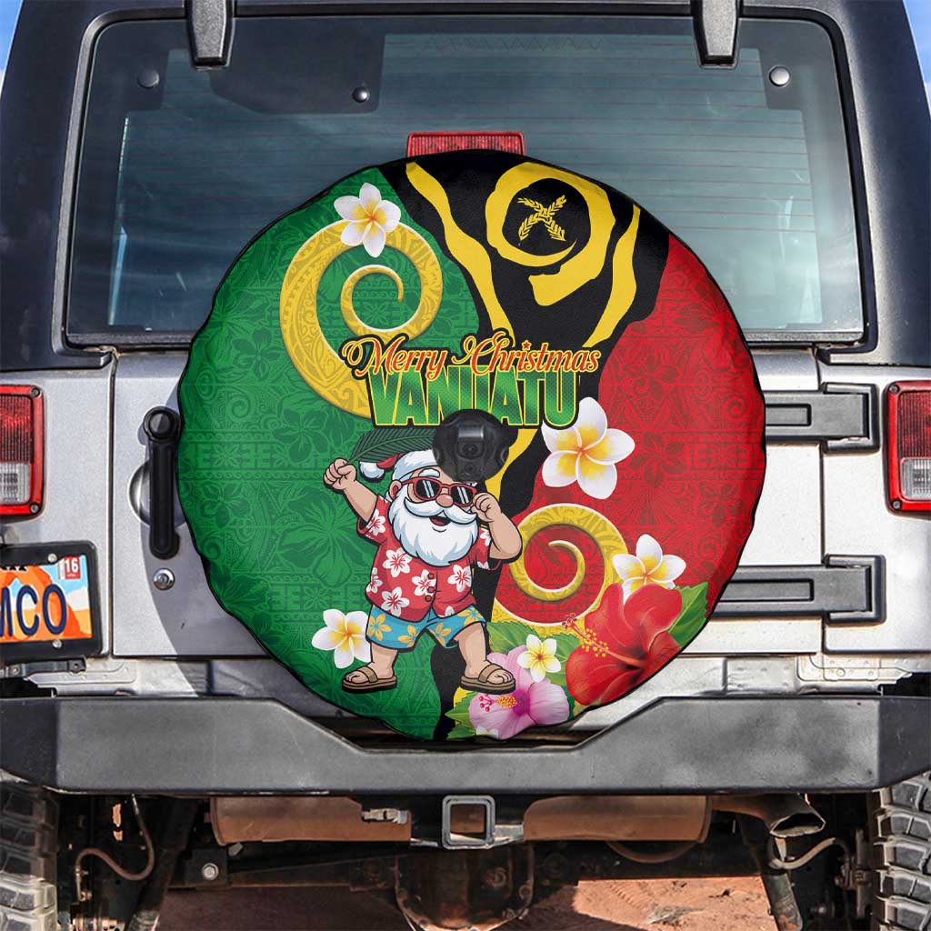 Vanuatu Christmas Spare Tire Cover Funny Santa with Namele and Boar Tusk Tribal LT03 Green - Polynesian Pride