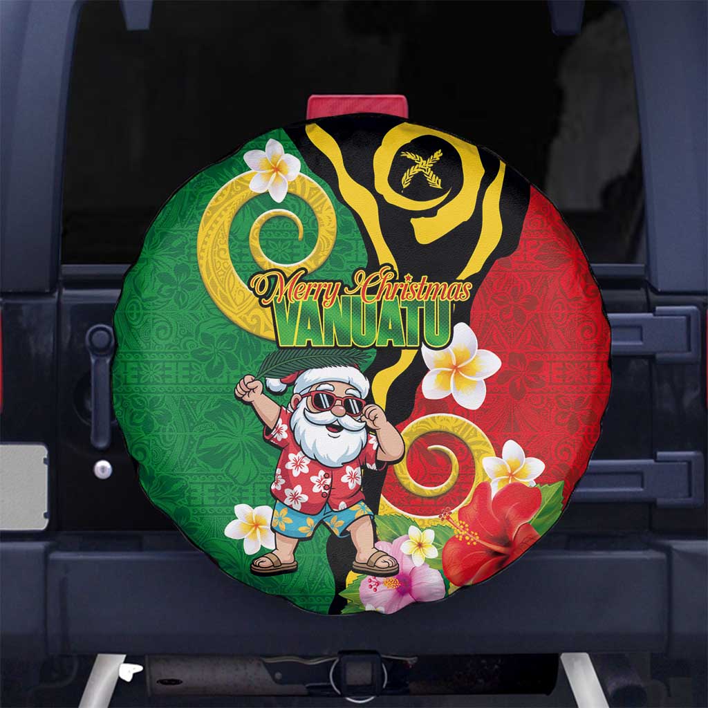 Vanuatu Christmas Spare Tire Cover Funny Santa with Namele and Boar Tusk Tribal LT03 No hole Green - Polynesian Pride