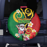 Vanuatu Christmas Spare Tire Cover Funny Santa with Namele and Boar Tusk Tribal LT03 No hole Green - Polynesian Pride