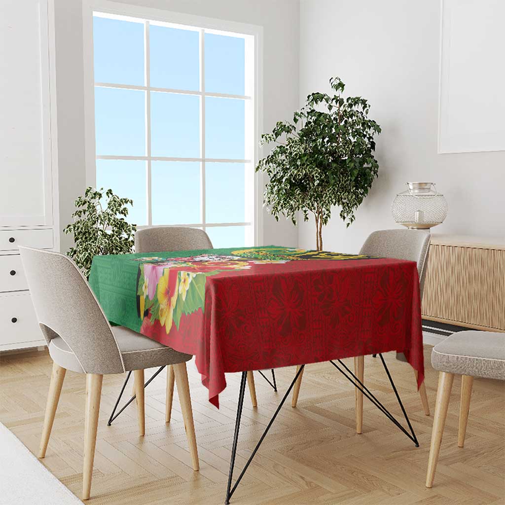 Vanuatu Christmas Tablecloth Funny Santa with Namele and Boar Tusk Tribal - Polynesian Pride