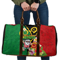 Vanuatu Christmas Travel Bag Funny Santa with Namele and Boar Tusk Tribal LT03 Green - Polynesian Pride