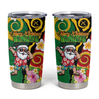 Vanuatu Christmas Tumbler Cup Funny Santa with Namele and Boar Tusk Tribal LT03 Green - Polynesian Pride