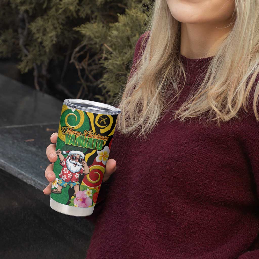 Vanuatu Christmas Tumbler Cup Funny Santa with Namele and Boar Tusk Tribal LT03 - Polynesian Pride