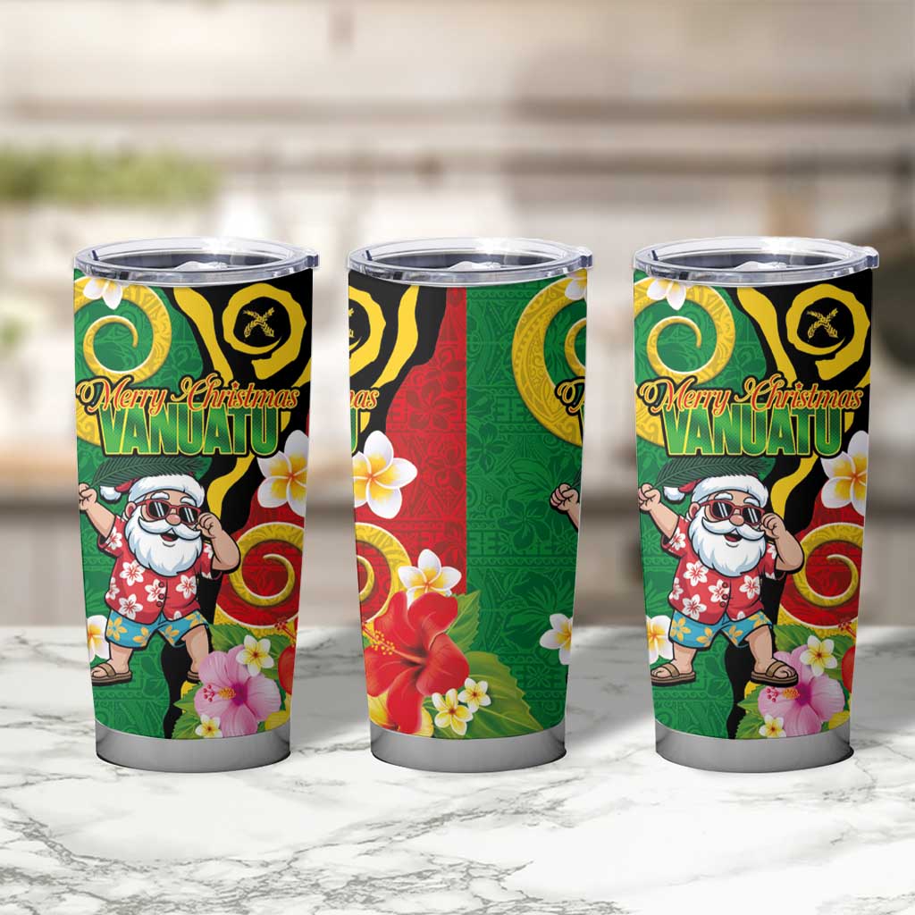 Vanuatu Christmas Tumbler Cup Funny Santa with Namele and Boar Tusk Tribal LT03 - Polynesian Pride
