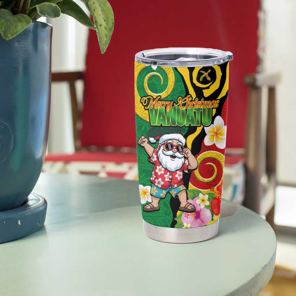 Vanuatu Christmas Tumbler Cup Funny Santa with Namele and Boar Tusk Tribal LT03 - Polynesian Pride
