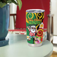 Vanuatu Christmas Tumbler Cup Funny Santa with Namele and Boar Tusk Tribal LT03 - Polynesian Pride