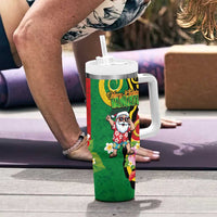 Vanuatu Christmas Tumbler With Handle Funny Santa with Namele and Boar Tusk Tribal - Polynesian Pride