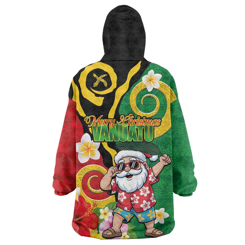 Vanuatu Christmas Wearable Blanket Hoodie Funny Santa with Namele and Boar Tusk Tribal LT03 - Polynesian Pride