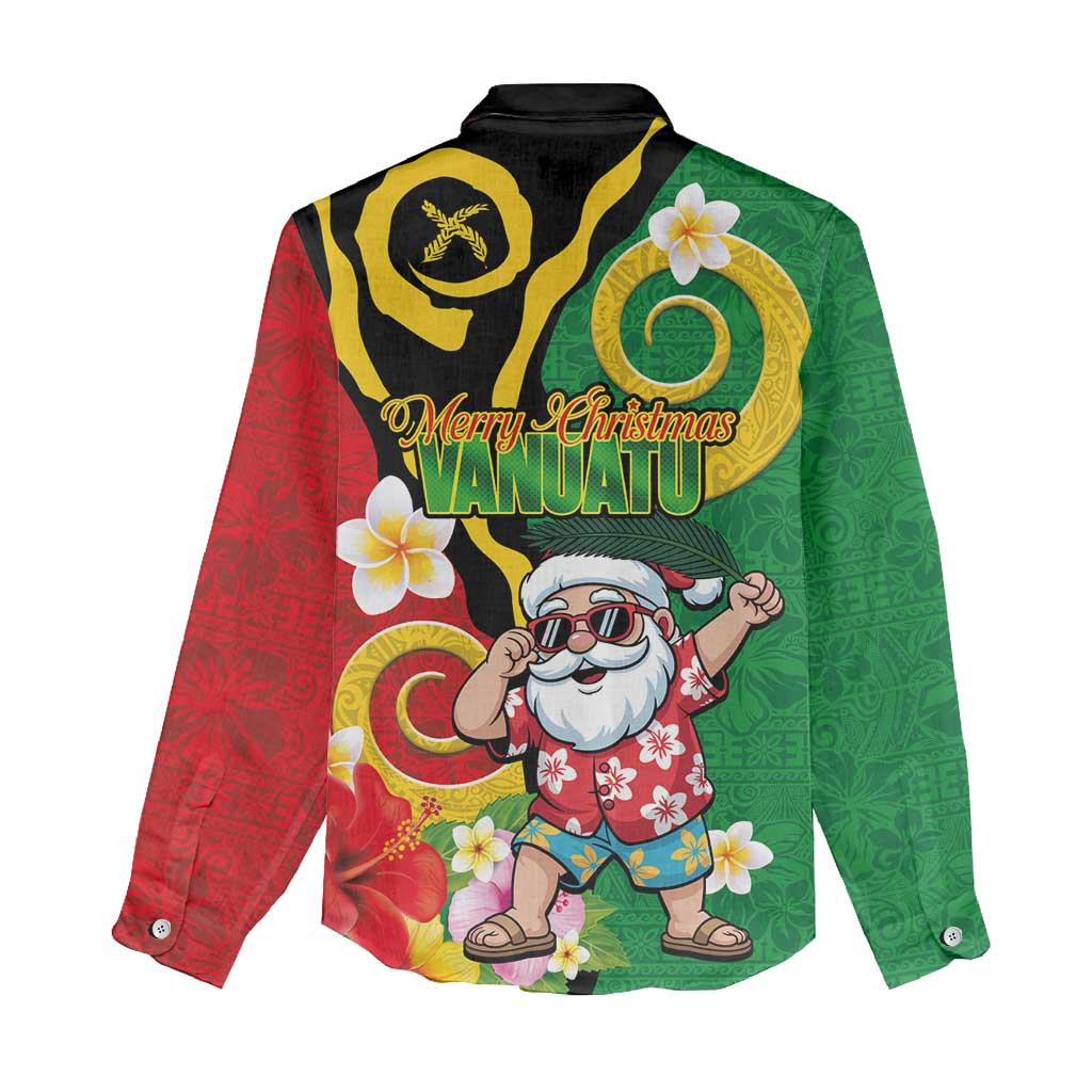 Vanuatu Christmas Women Casual Shirt Funny Santa with Namele and Boar Tusk Tribal LT03 - Polynesian Pride