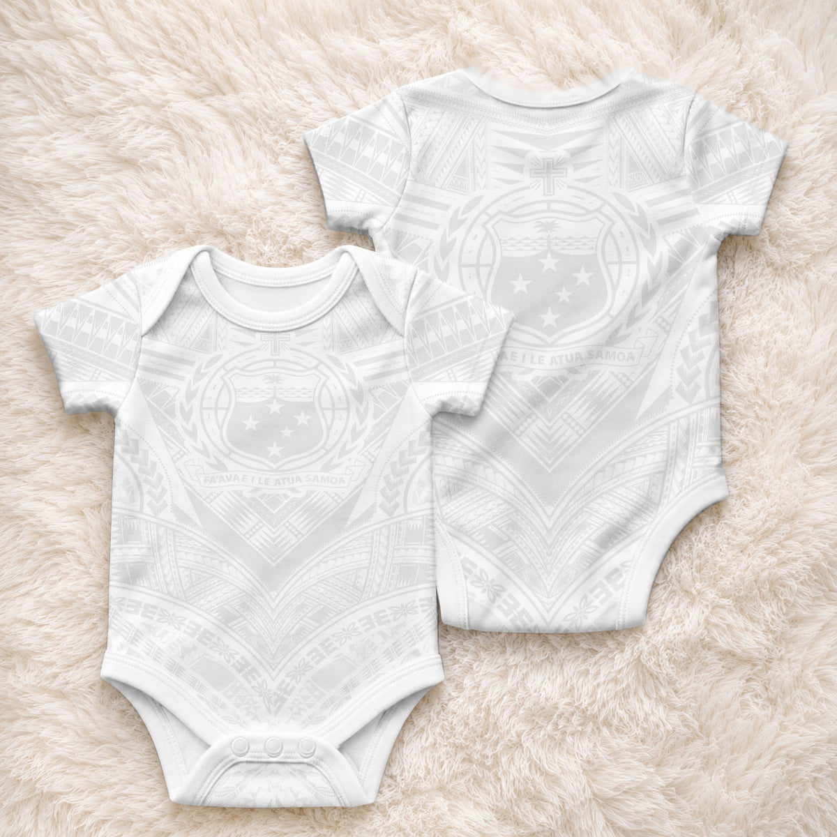 Samoan Lotu a Tamaiti Baby Onesie Coat of Arms and Polynesian Pattern