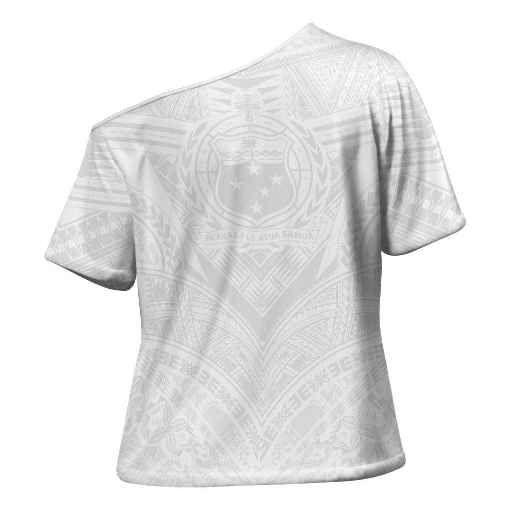 Samoan Lotu a Tamaiti Cross Shoulder Shirt Coat of Arms and Polynesian Pattern