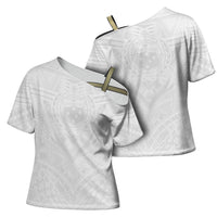 Samoan Lotu a Tamaiti Cross Shoulder Shirt Coat of Arms and Polynesian Pattern