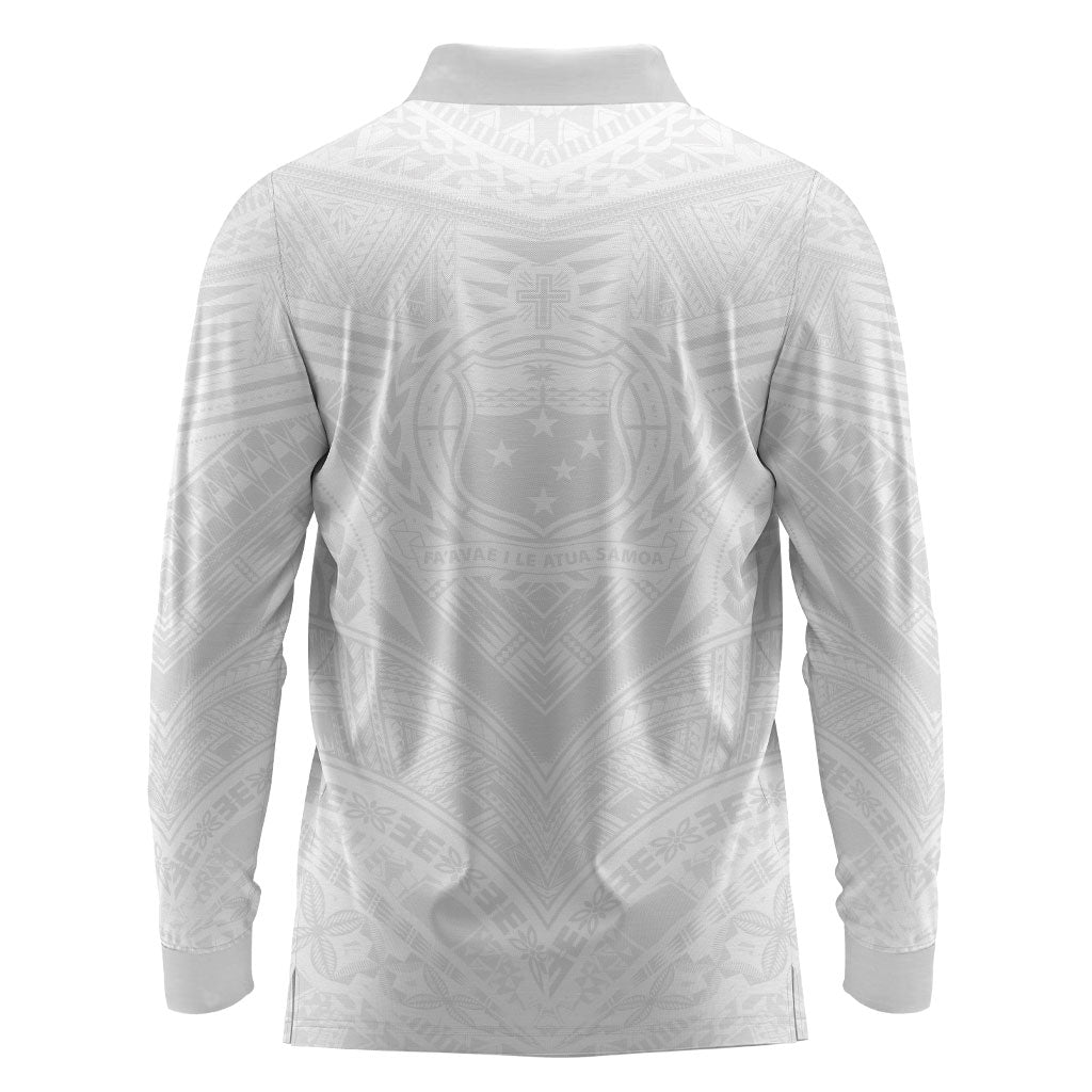 Samoan Lotu a Tamaiti Long Sleeve Polo Shirt Coat of Arms and Polynesian Pattern