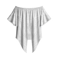 Samoan Lotu a Tamaiti Off Shoulder Wrap Waist Top Coat of Arms and Polynesian Pattern